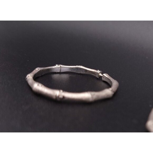 John Hardy Sterling Silver Satin Bamboo Hoop Earrings 1.25" - Picture 6 of 10